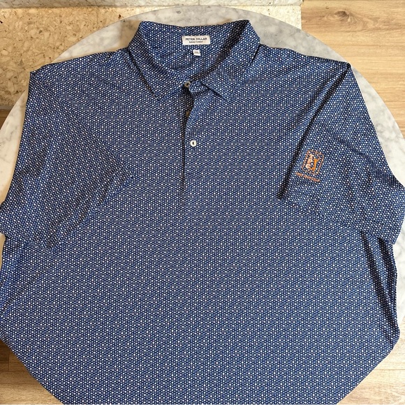 Peter Millar TPC Golf Blue Geometric Polo Shirt - Picture 1 of 1